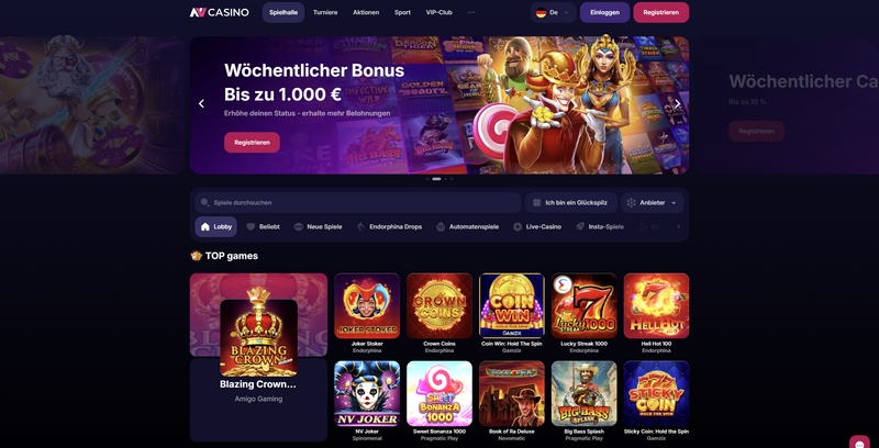 Videospilsmuligheder og software på NV Casino